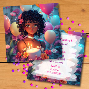Anime Themed Birthday Girl Personalisiert Einladung