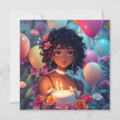 Anime Themed Birthday Girl Personalisiert Einladung (Vorderseite)