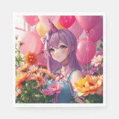 Anime Themed Birthday Girl Serviette (Vorderseite)