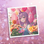 Anime Themed Birthday Girl Serviette