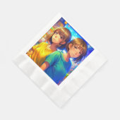 Anime Themed Twin Girls Geburtstagsparty Serviette (Ecke)