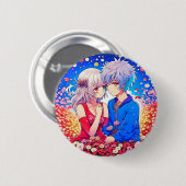 Anime Themed Valentinstag Party Button (Vorne & Hinten)