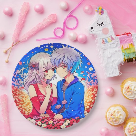 Anime Themed Valentinstag Party Pappteller (Party)