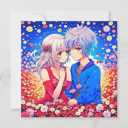 Anime Themed Valentinstag Party Save The Date (Vorderseite)