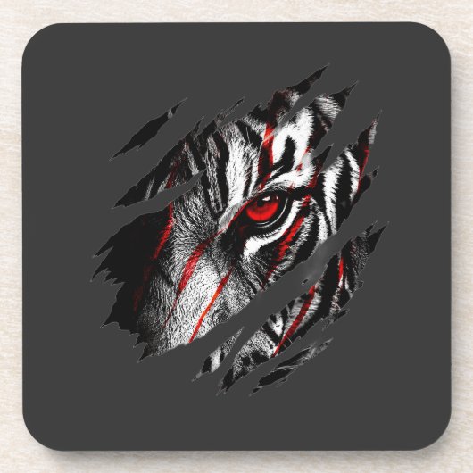 Anime-Tigeraugen durch Kratzer Getränkeuntersetzer (Vorderseite)