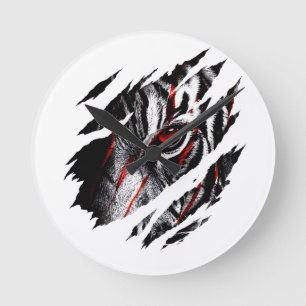 Anime-Tigeraugen durch Kratzer Runde Wanduhr