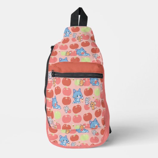 Anime Tom, Jerry und Tuffy Apple Pattern Crossbody Bag (Vorderseite)