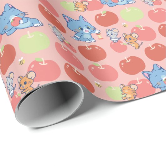 Anime Tom, Jerry und Tuffy Apple Pattern Geschenkpapier (Rolleneckpunkt)