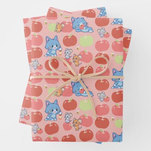 Anime Tom, Jerry und Tuffy Apple Pattern Geschenkpapier Set (Beispiel)