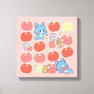 Anime Tom, Jerry und Tuffy Apple Pattern Leinwanddruck