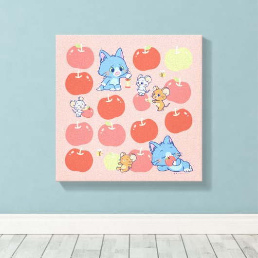 Anime Tom, Jerry und Tuffy Apple Pattern Leinwanddruck (Insitu (Holzboden))