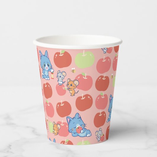 Anime Tom, Jerry und Tuffy Apple Pattern Pappbecher (Vorderseite)