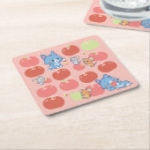 Anime Tom, Jerry und Tuffy Apple Pattern Rechteckiger Pappuntersetzer (angewinkelt)