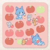 Anime Tom, Jerry und Tuffy Apple Pattern Rechteckiger Pappuntersetzer (Vorderseite)