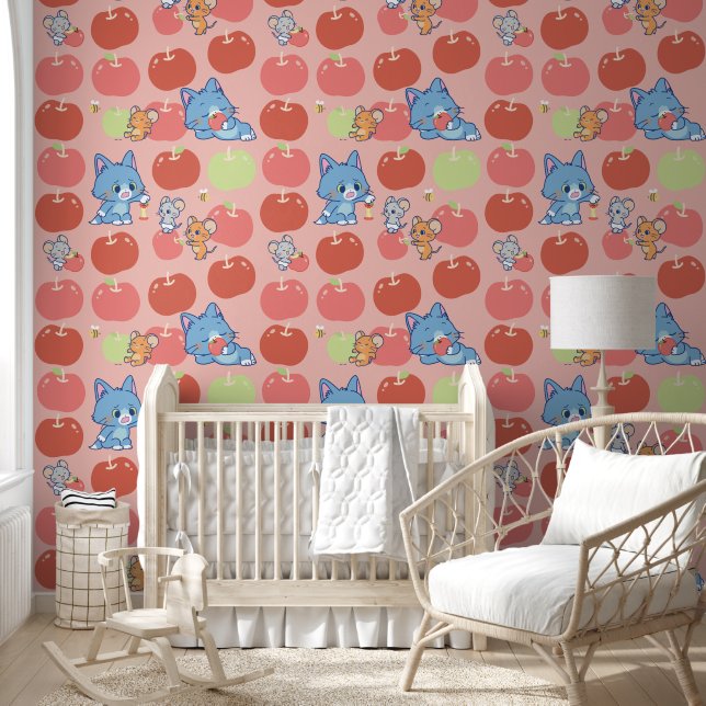 Anime Tom, Jerry und Tuffy Apple Pattern Tapete (Kinder)