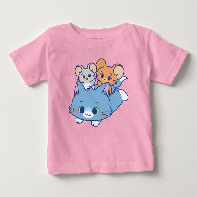 Anime Tom, Jerry und Tuffy Baby T-shirt (Vorderseite)