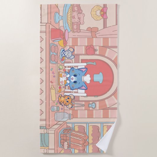 Anime Tom, Jerry und Tuffy Bakery Strandtuch (Vorderseite)