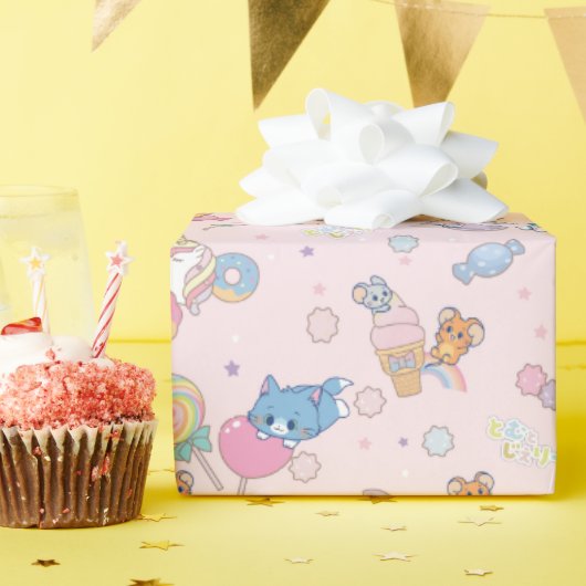 Anime Tom, Jerry und Tuffy Candyland Pattern Geschenkpapier (Geburtstagsparty)