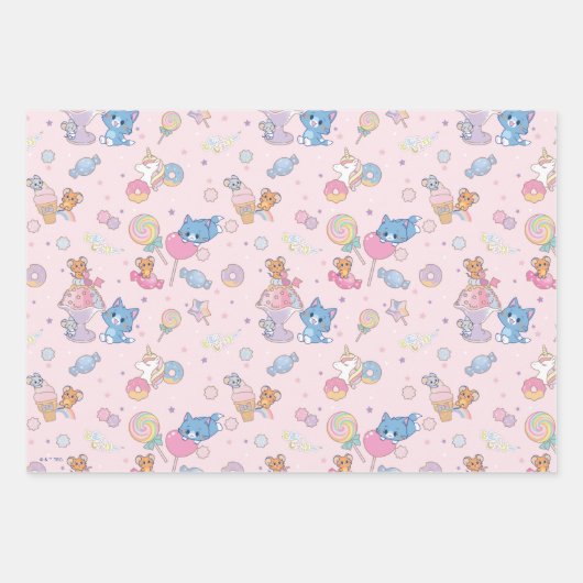 Anime Tom, Jerry und Tuffy Candyland Pattern Geschenkpapier Set (Vorderseite 3)