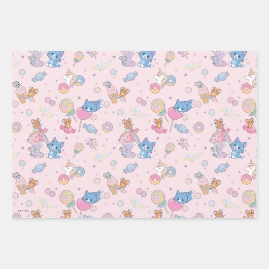 Anime Tom, Jerry und Tuffy Candyland Pattern Geschenkpapier Set (Vorderseite 2)