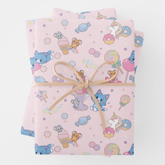 Anime Tom, Jerry und Tuffy Candyland Pattern Geschenkpapier Set (Beispiel)