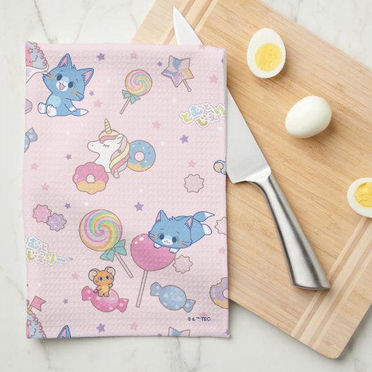 Anime Tom, Jerry und Tuffy Candyland Pattern Geschirrtuch (Viertel Falte)