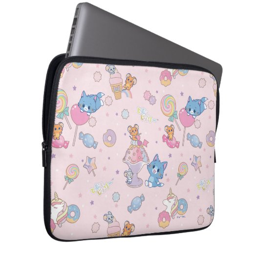 Anime Tom, Jerry und Tuffy Candyland Pattern Laptopschutzhülle (Vorne Rechts)