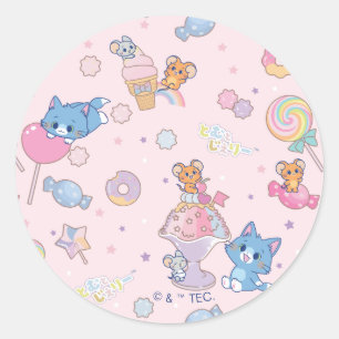 Anime Tom, Jerry und Tuffy Candyland Pattern Runder Aufkleber