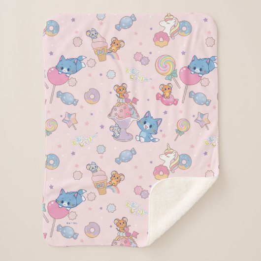 Anime Tom, Jerry und Tuffy Candyland Pattern Sherpadecke (Vorderseite)