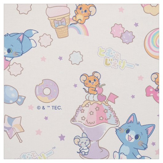 Anime Tom, Jerry und Tuffy Candyland Pattern Stoff (Muster)