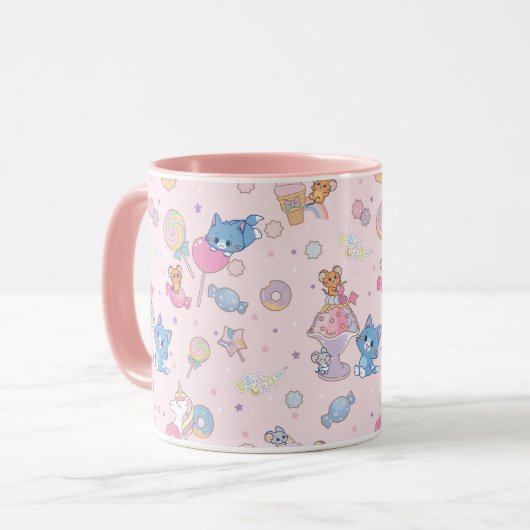 Anime Tom, Jerry und Tuffy Candyland Pattern Tasse (Vorderseite Links)