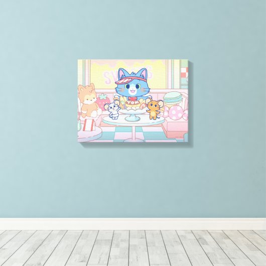 Anime Tom, Jerry und Tuffy Dessert Parlor Leinwanddruck (Insitu (Holzboden))