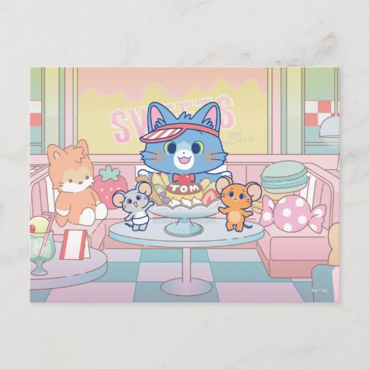 Anime Tom, Jerry und Tuffy Dessert Parlor Postkarte (Vorderseite)