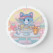 Anime Tom, Jerry und Tuffy Dessert Parlor Runde Wanduhr (Vorderseite)