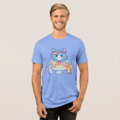 Anime Tom, Jerry und Tuffy Dessert Parlor Tri-Blend Shirt (Vorderseite voll)