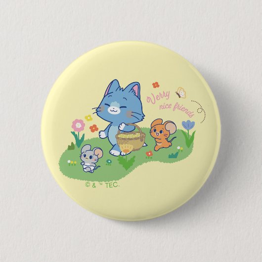 Anime Tom, Jerry und Tuffy Picnic Button (Vorderseite)