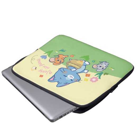 Anime Tom, Jerry und Tuffy Picnic Laptopschutzhülle (Vorne Knopf)