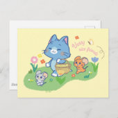Anime Tom, Jerry und Tuffy Picnic Postkarte (Vorne/Hinten)