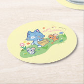 Anime Tom, Jerry und Tuffy Picnic Runder Pappuntersetzer (Angewinkelt)