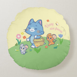 Anime Tom, Jerry und Tuffy Picnic Rundes Kissen
