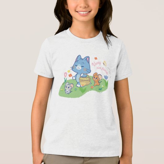 Anime Tom, Jerry und Tuffy Picnic Tri-Blend Shirt (Vorderseite)