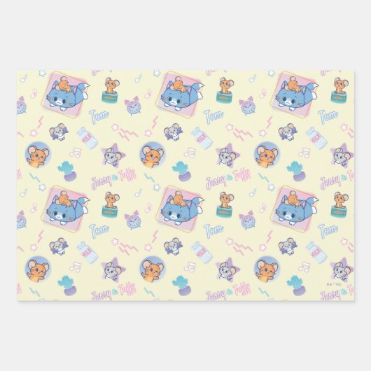 Anime Tom, Jerry und Tuffy Playtime Pattern Geschenkpapier Set (Vorderseite 3)