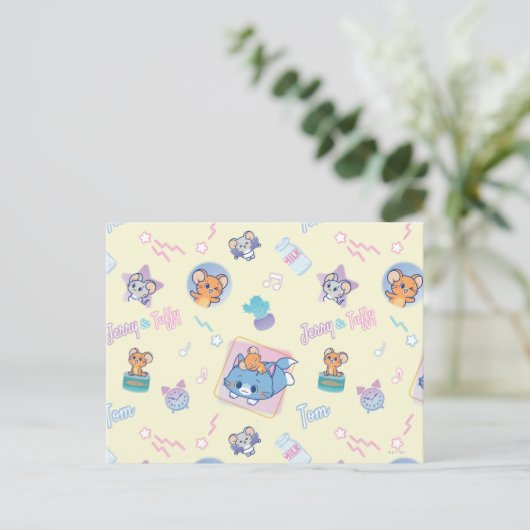 Anime Tom, Jerry und Tuffy Playtime Pattern Postkarte (Stehend Vorderseite)