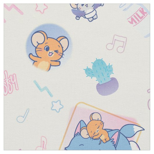 Anime Tom, Jerry und Tuffy Playtime Pattern Stoff (Nahaufnahme)