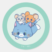 Anime Tom, Jerry und Tuffy Runder Aufkleber (Vorderseite)