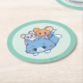 Anime Tom, Jerry und Tuffy Runder Pappuntersetzer (Angewinkelt)