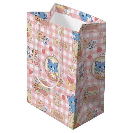 Anime Tom und Jerry Bakery Pattern Mittlere Geschenktüte (Rückseite Schrägansicht)
