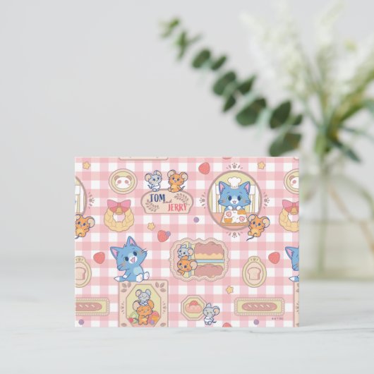 Anime Tom und Jerry Bakery Pattern Postkarte (Stehend Vorderseite)