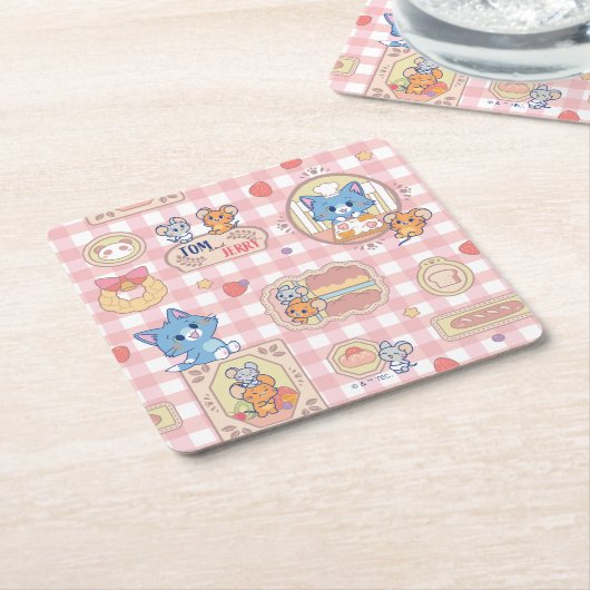 Anime Tom und Jerry Bakery Pattern Rechteckiger Pappuntersetzer (angewinkelt)