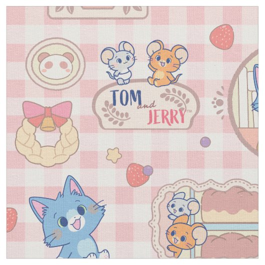 Anime Tom und Jerry Bakery Pattern Stoff (Nahaufnahme)